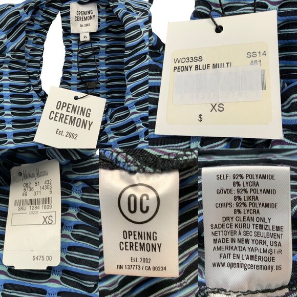 Opening Ceremony Jacquard Skater Dress XS Peony Blue Sleeveless Mini Party NEW - Picture 4 of 12